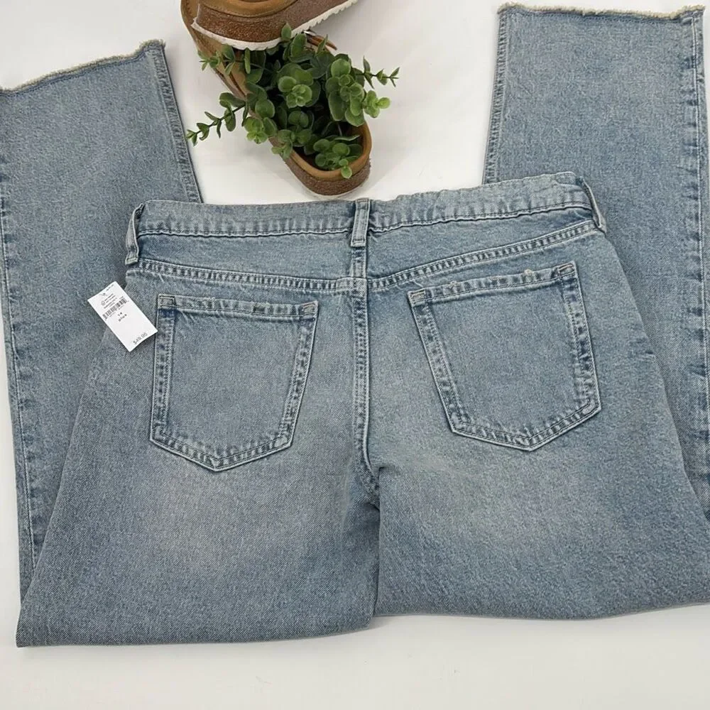 NWT Gap New‎ School Straight Distressed Raw Hem Jeans Girls 14 Plus